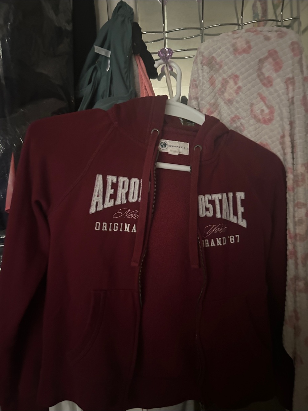 Aeropostale Maroon Full-Zip Hoodie with Logo